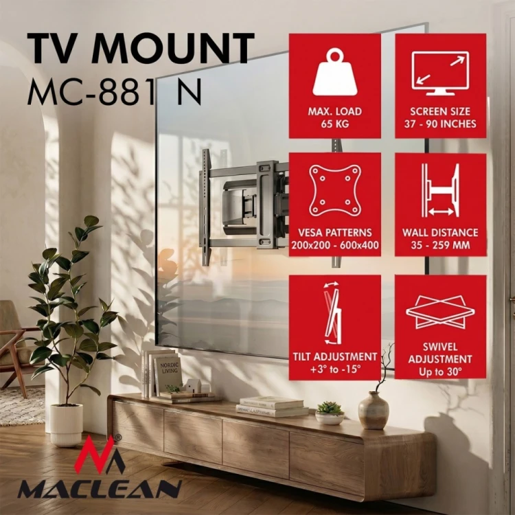 Maclean Uchwyt do TV max 65 kg MC-881 N