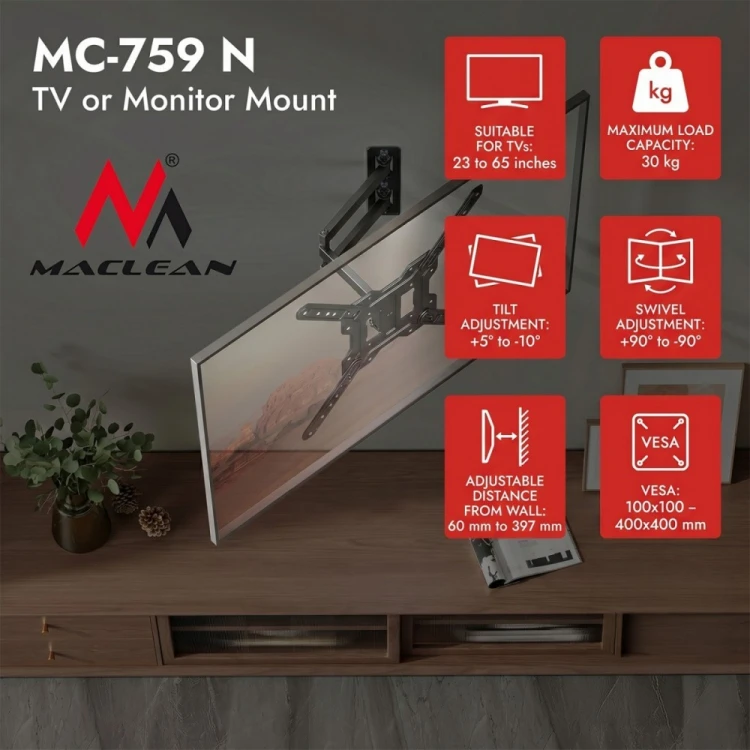 Maclean Uchwyt do TV max 23-65 cali MC-759 N