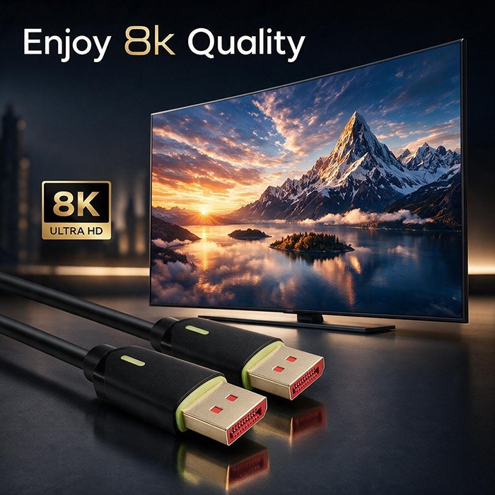 Qoltec Kabel DisplayPort M/M v2.1 | 80G | 0.5m