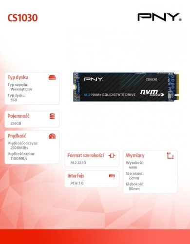 PNY Dysk SSD 256GB CS1030 M.2 2280 PCIe BULK