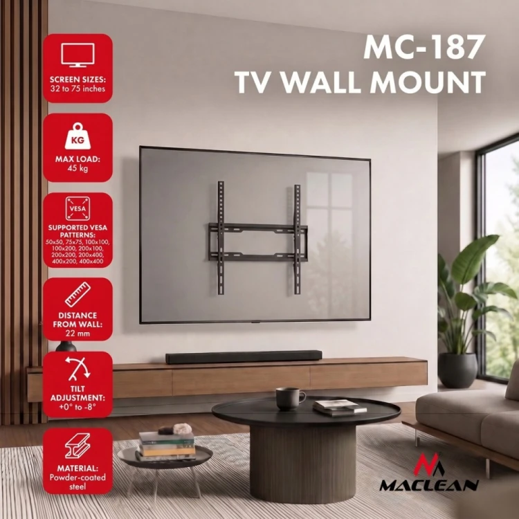Maclean Uchwyt do TV max 45 kg czarny MC-187