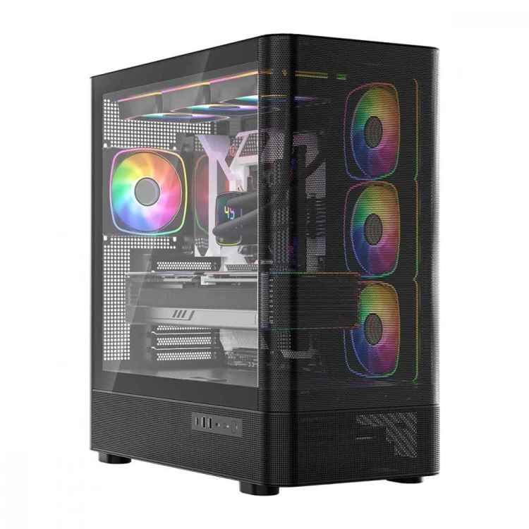 MODECOM Obudowa VOLCANO AQ300 MID RGB GLASS 4 wentylatory czarna