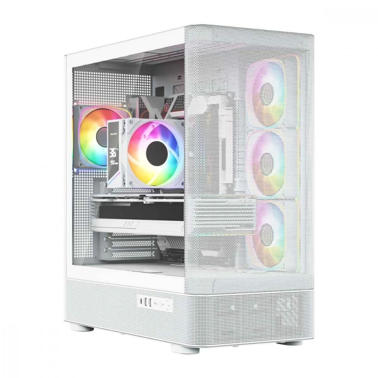 MODECOM Obudowa VOLCANO AQ300 MID RGB GLASS 4 wentylatory biała