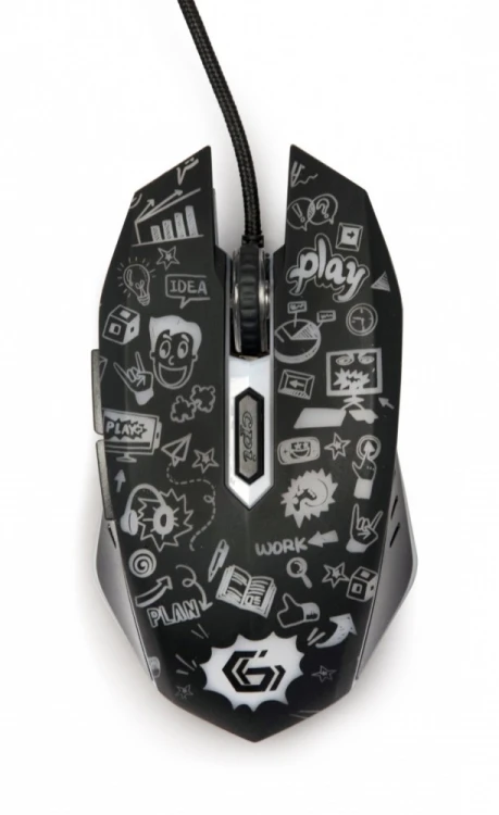 Gembird Mysz optyczna LED, 6-przyciskowa, USB, czarna