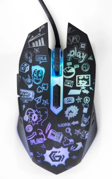 Gembird Mysz optyczna LED, 6-przyciskowa, USB, czarna