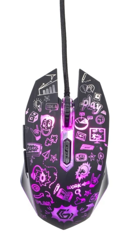 Gembird Mysz optyczna LED, 6-przyciskowa, USB, czarna