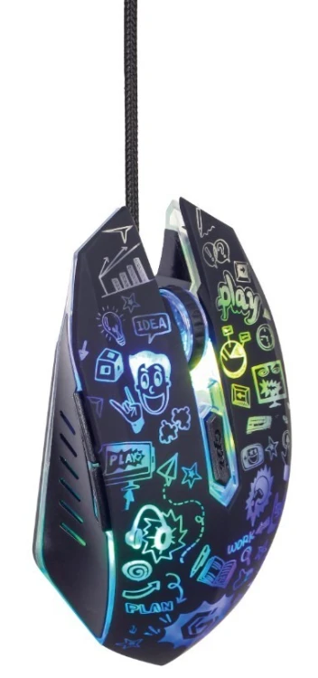 Gembird Mysz optyczna LED, 6-przyciskowa, USB, czarna