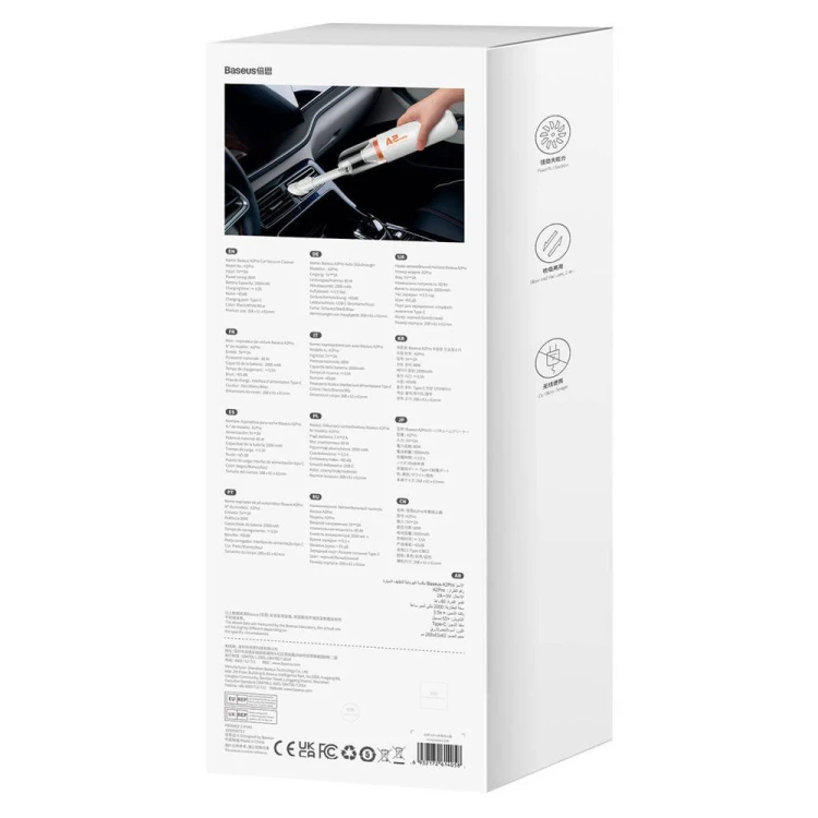 Baseus Odkurzacz samochodowy 6000Pa 80W biały
