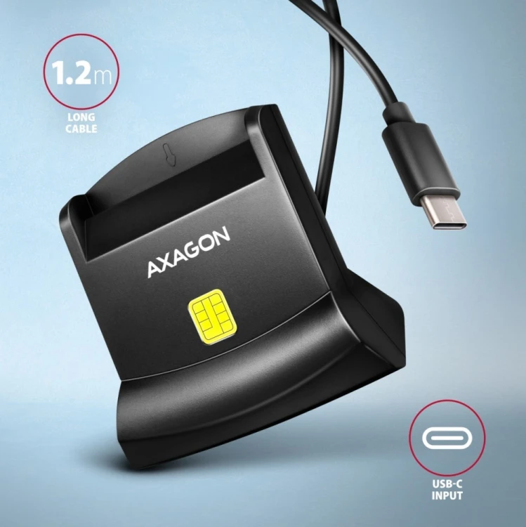 AXAGON Czytnik smart kart identyfikacyjnych USB-C CRE-SM4NC