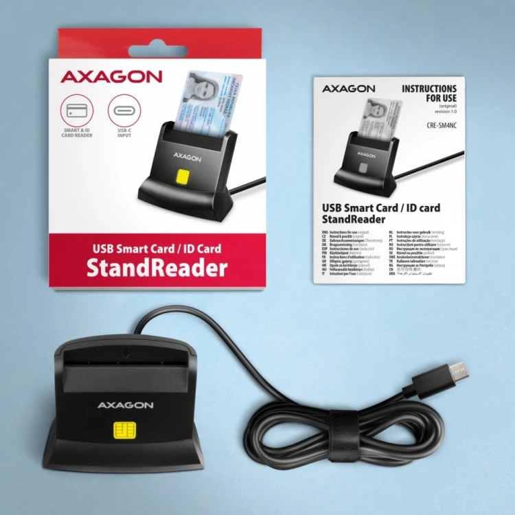 AXAGON Czytnik smart kart identyfikacyjnych USB-C CRE-SM4NC