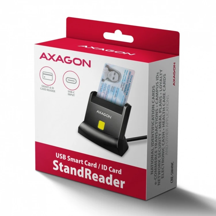 AXAGON Czytnik smart kart identyfikacyjnych USB-C CRE-SM4NC