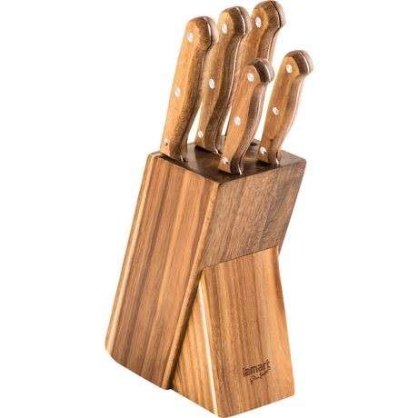Lamart Zestaw 5 noży w bloku WOOD LT2080