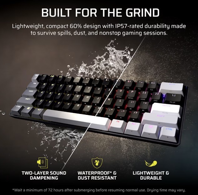 Corsair Klawiatura gamingowa Clipper Pro Mini 60 Core czarna