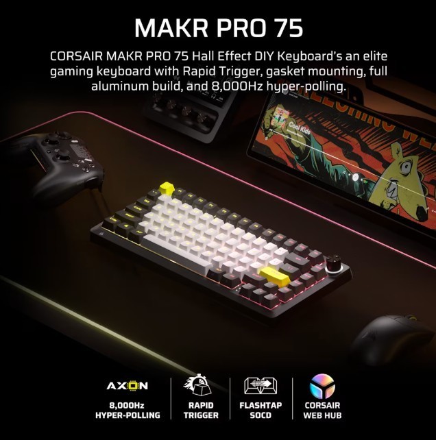 Corsair Klawiatura gamingowa Makr Pro 75 Carbon