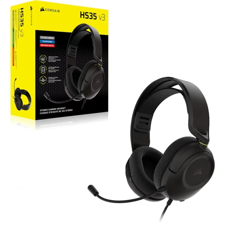 Corsair Słuchawki przewodowe HS35 Stereo V3 czarne