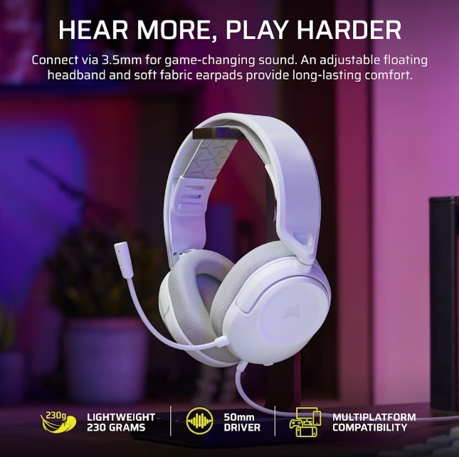 Corsair Słuchawki przewodowe HS35 Stereo V3 Białe