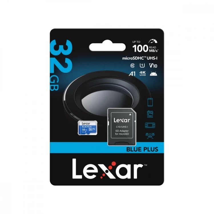 Lexar Karta pamięci microSDHC 32GB C10 A1 U3 V10 100MB/s Blue Plus