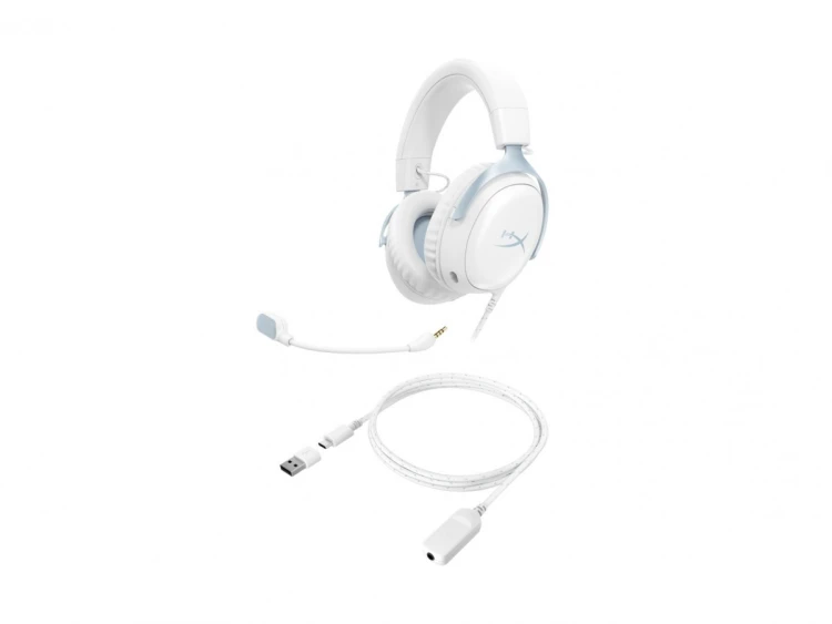 HyperX Zestaw słuchawkowy gamingowy Cloud III biały-niebieski - DF7F1AA
