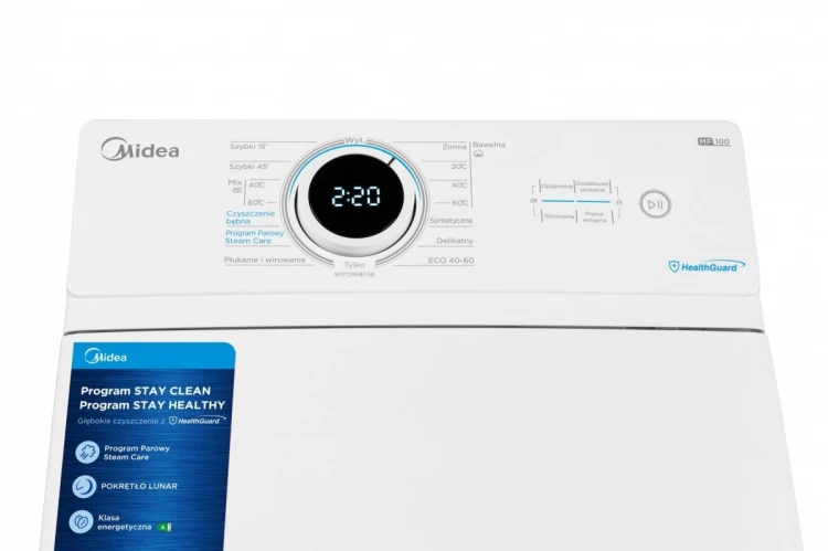 Midea Pralka ładowana od góry MF100T80B/W-PL