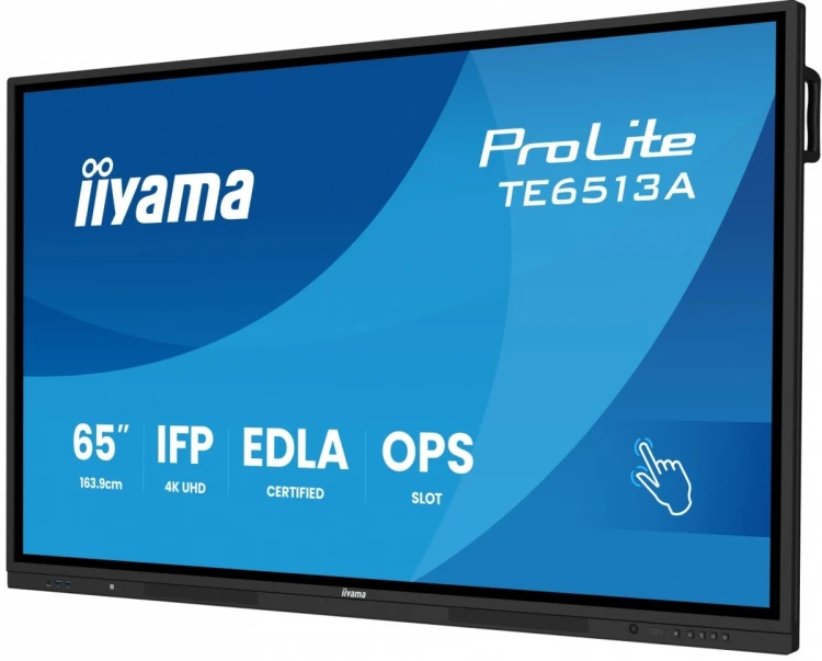 IIYAMA Monitor 65 cali TE6513A-B3AG INFRARED, 40pkt, IPS, 4K, 7H, 500cd/m2, WiFi, USB, ANDROID 14, Google EDLA, 2x20W, uchwyt ścienny