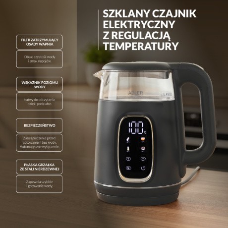 Adler Czajnik 1,7l LED z regulacją temperatury AD 1305GS