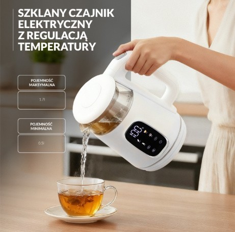 Adler Czajnik 1,7l LED regulacją temperatury AD 1305WS