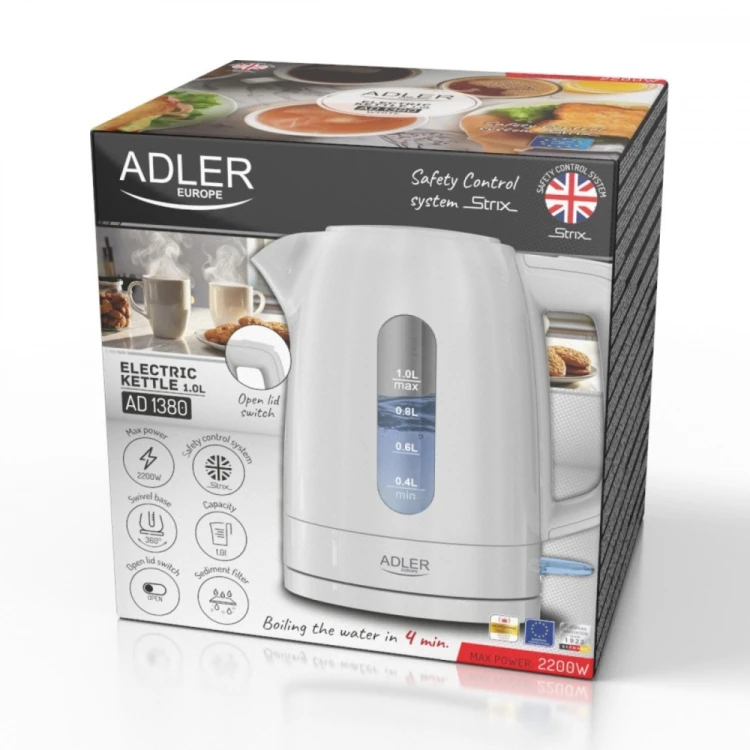 Adler Czajnik 1.0l biały AD 1380w