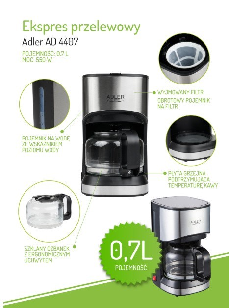 Adler Ekspres przelewowy 0.7l AD 4407