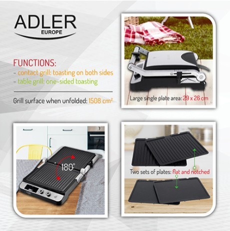 Adler Grill elektryczny LED 2w1 AD 3059