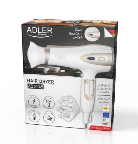 Adler Suszarka do włosów 2200 W ION&dyfuzor   AD 2248W
