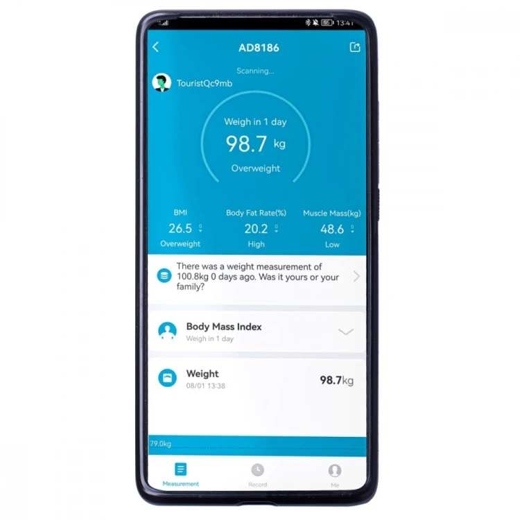 Adler Waga łazienkowa analityczna Smart aplikacja Tuya AD 8186B Czarna