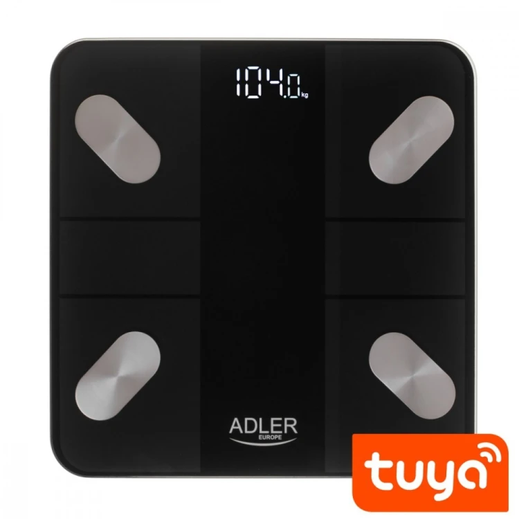 Adler Waga łazienkowa analityczna Smart aplikacja Tuya AD 8186B Czarna