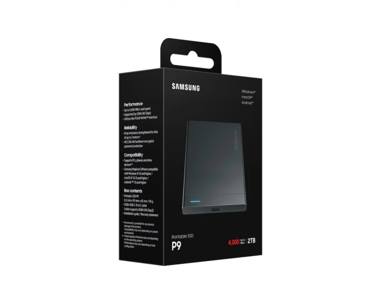 Samsung Dysk SSD Portable P9 2TB USB4.0 GEN 3x2 MU-PJ2T0G/WW
