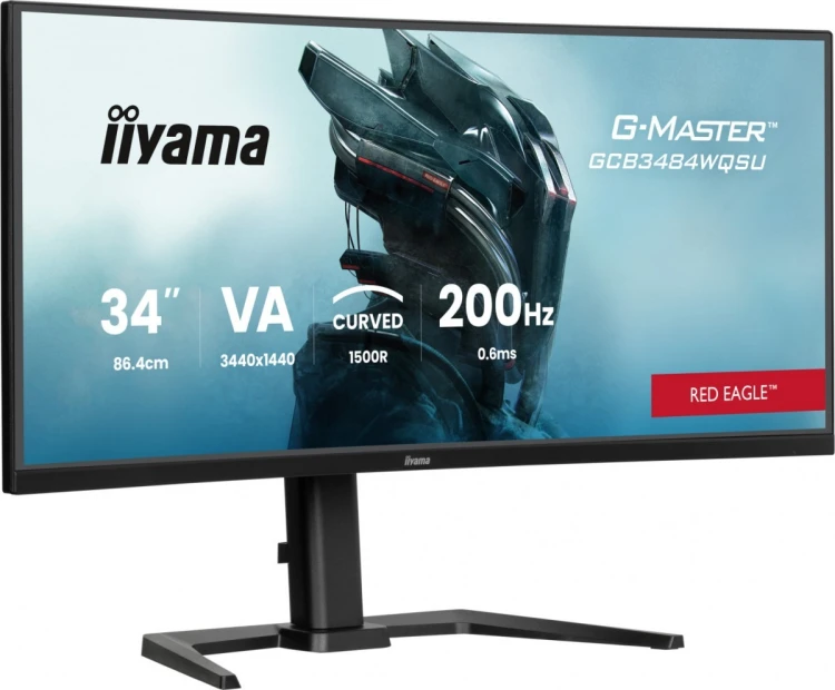 IIYAMA Monitor G-Master 34 cale GCB3484WQSU-B2,VA,UWQHD,200Hz,1500R,21:9, 450cd,     2x5W, PIP, PBP, 2xHDMI, DP, 2xUSB 3.2, 2xUSB-C, Dual mode: 1728x7
