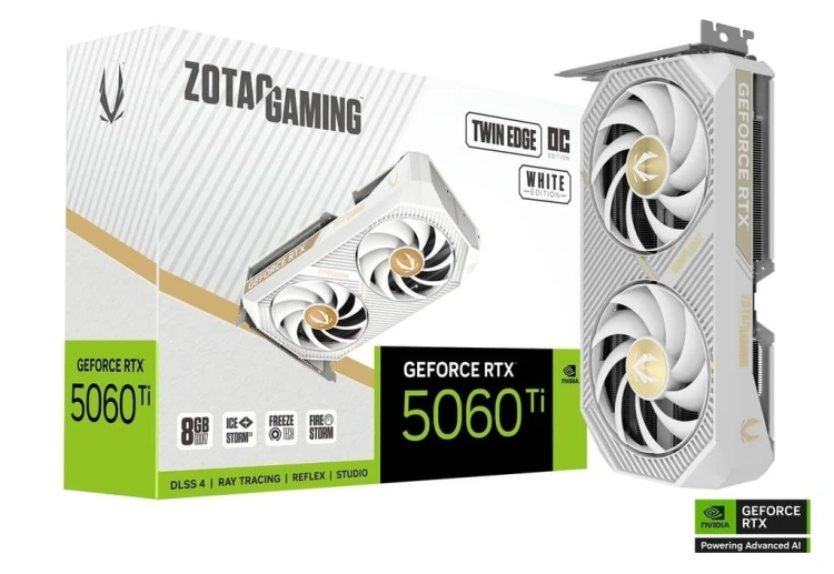 ZOTAC Karta graficzna RTX 5060 Ti 8GB TWIN EDGE OC WHITE ED GDDR7 3DP/HDMI