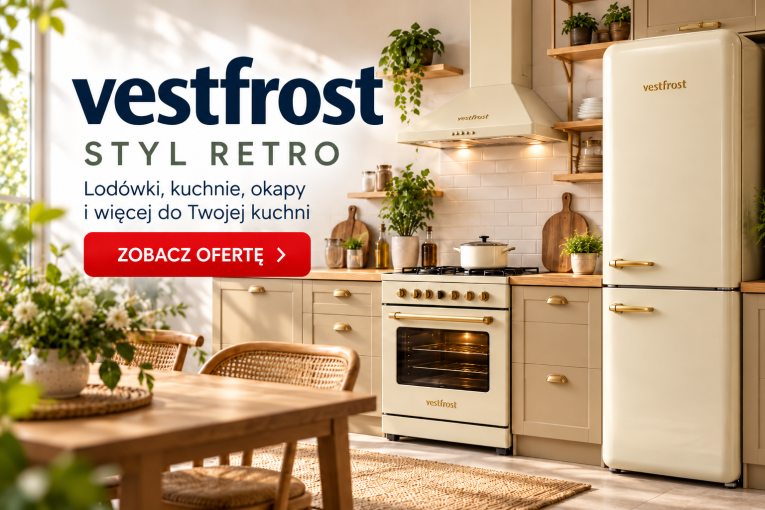 Vestfrost retro – stylowa kuchnia z lodówką retro i okapem