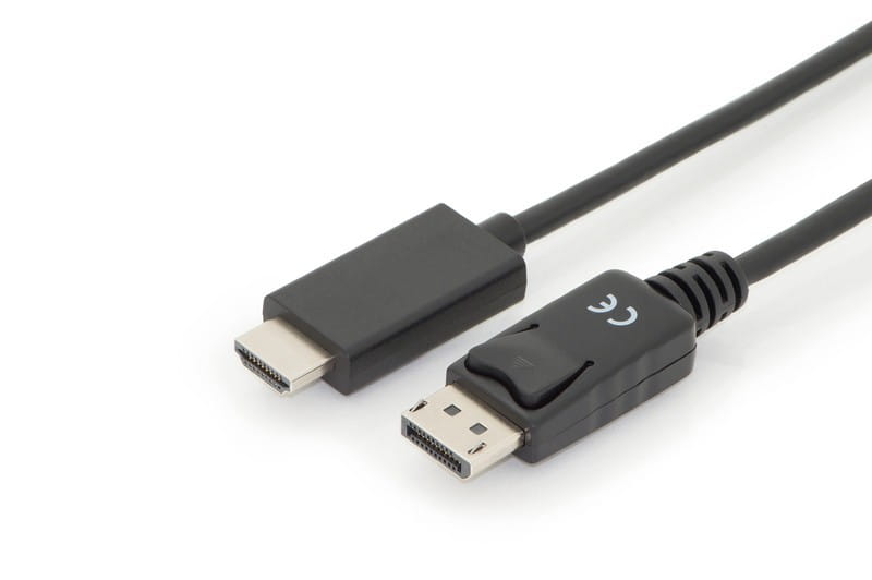 Digitus Kabel adapter DisplayPort 1.2 z zatrzaskiem 4K 60Hz UHD Typ DP/HDMI A M/M czarny 2m