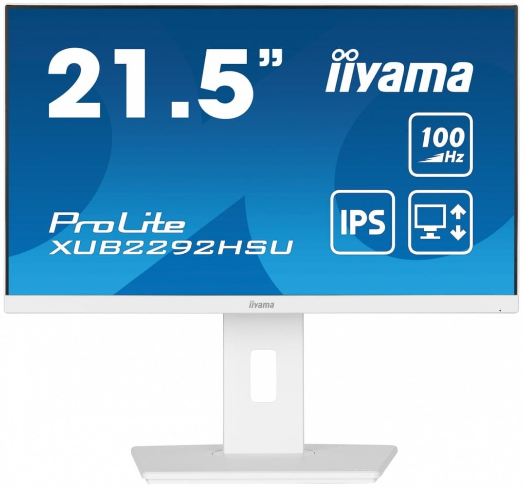 IIYAMA Monitor 21.5 cala ProLite XUB2292HSU-W6 IPS,100Hz,FreeSync,PIVOT,0.4ms,HDMI,  DP,4xUSB(3.2),2x2W,HAS(150mm), Biały