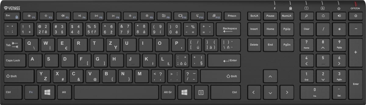 YENKEE Klawiatura bezprzewodowa Slim YKB 2000 CSBK akumulator