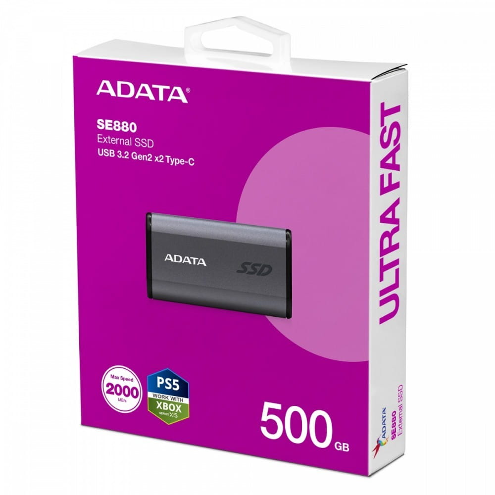 Adata Dysk zewnętrzny SSD SE880 500GB USB3.2A/C Gen2x2