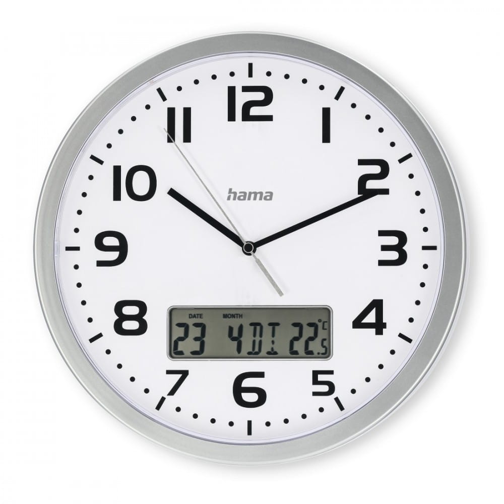 Hama Zegar ścienny DCF Moorea 30cm Srebrny