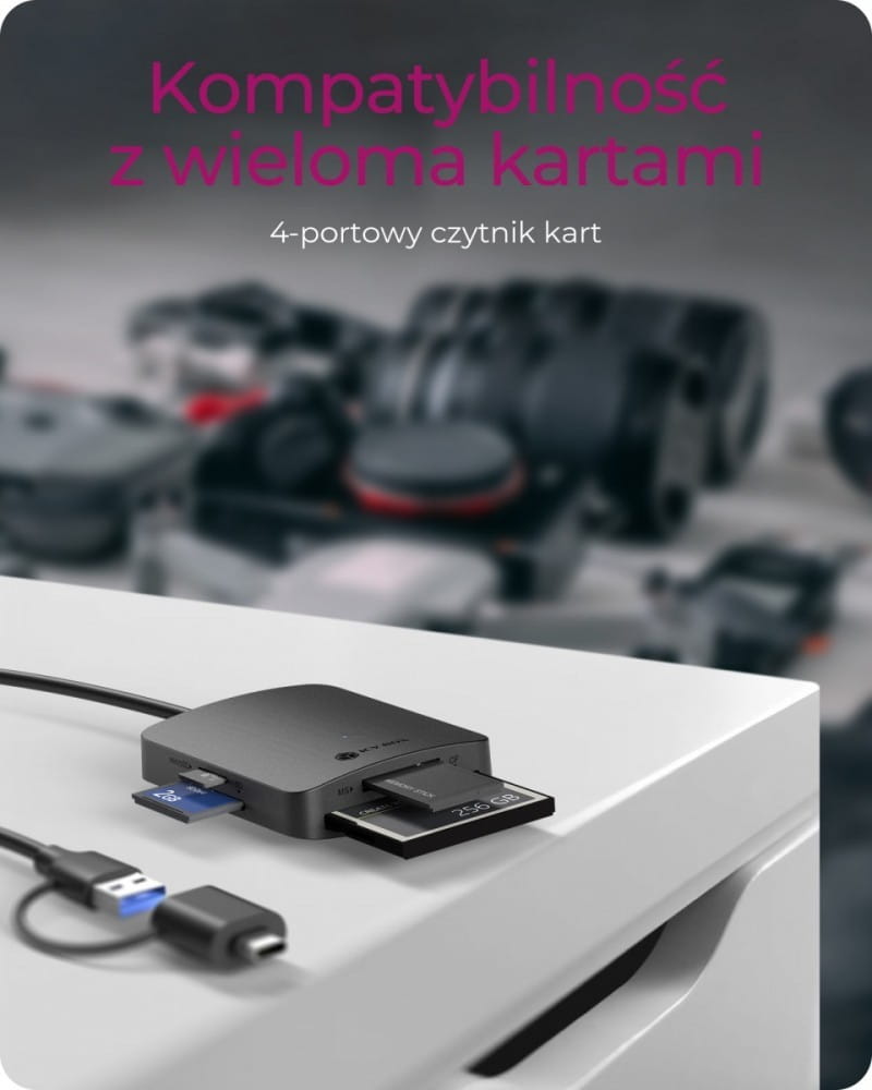 IcyBox Czytnik Kart CF,TF,SD,microSD, Type-C+A, IB-CR302-CU3