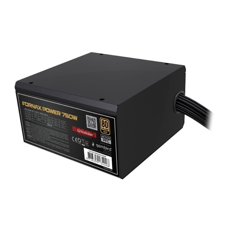 Gembird Zasilacz komputerowy Fornax Power 750W 80+Bronze aktywny PFC 120mm wentylator
