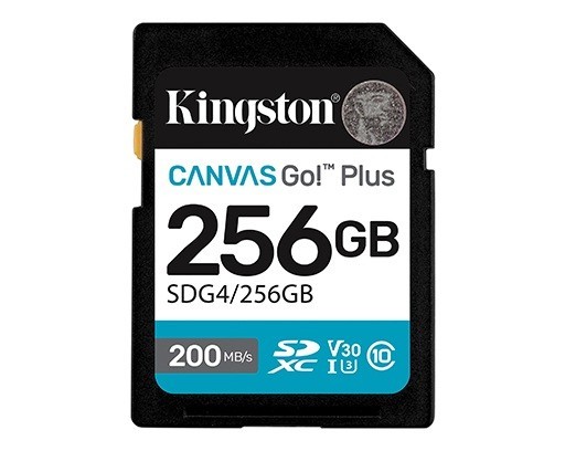 Kingston Karta pamięci SD 256GB Canvas Go Plus 200/160 MB/s C10 U3 V30