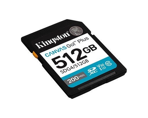 Kingston Karta SD 512GB Canvas Go Plus 200/160 MB/s C10 U3 V30