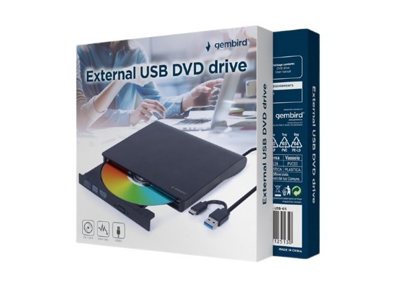 Gembird Napęd DVD na USB zewnętrzny DVD-USB-031 czarny
