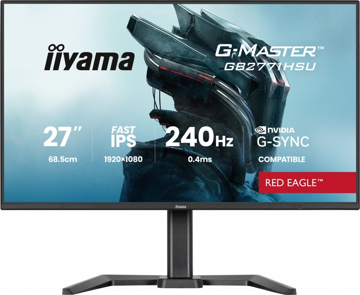 IIYAMA Monitor 27 cali GB2771HSU-B1 0.4ms,Fast IPS, HAS (150) PIVOT,        1xUSB 3.2, 1xUSB C, 240Hz, DP, 2xHDMI,Adaptive G-SYNC-1920x1080@48-240Hz D
