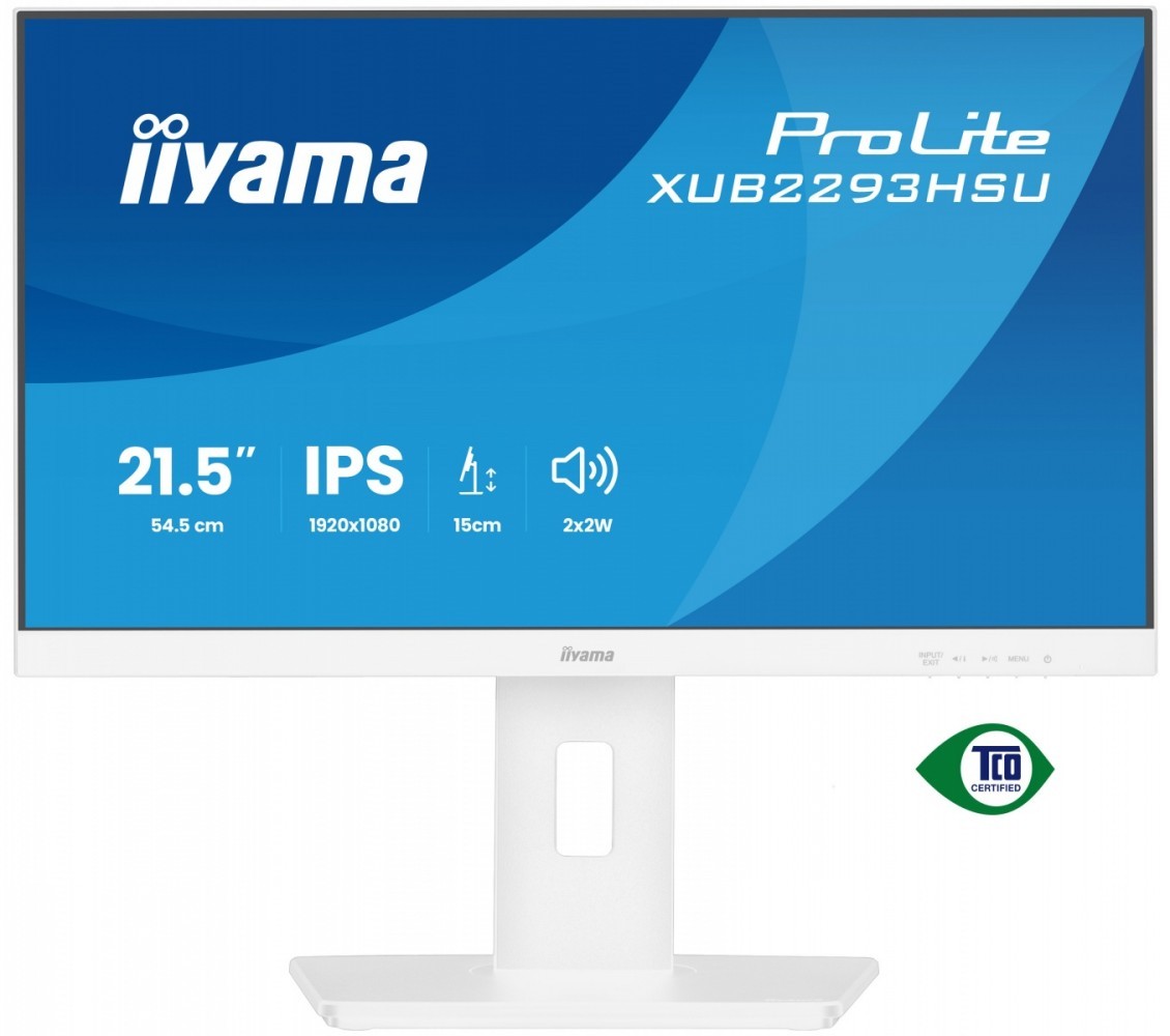 IIYAMA Monitor 22 cale XUB2293HSU-W7 IPS, 100Hz, Pivot, HAS(150mm), 300cd,   BIAŁY