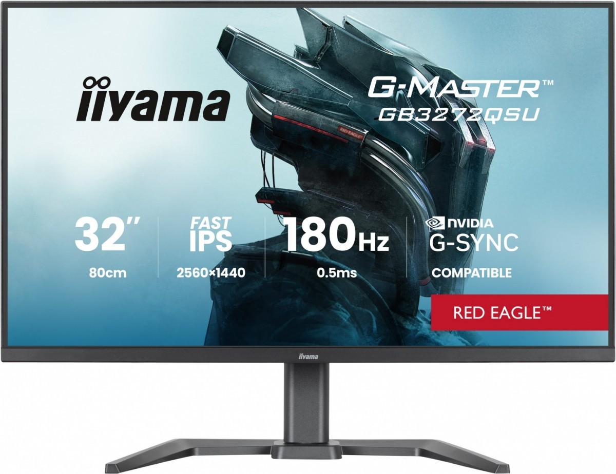 IIYAMA Monitor 31.5 cala GB3272QSU-B1 QHD,IPS,180Hz,2xHDMI,DP,400CD,          2xUSB 3.2 , 2xUSB-C,G-SYNC Compatible, 2x5W, , HAS 150