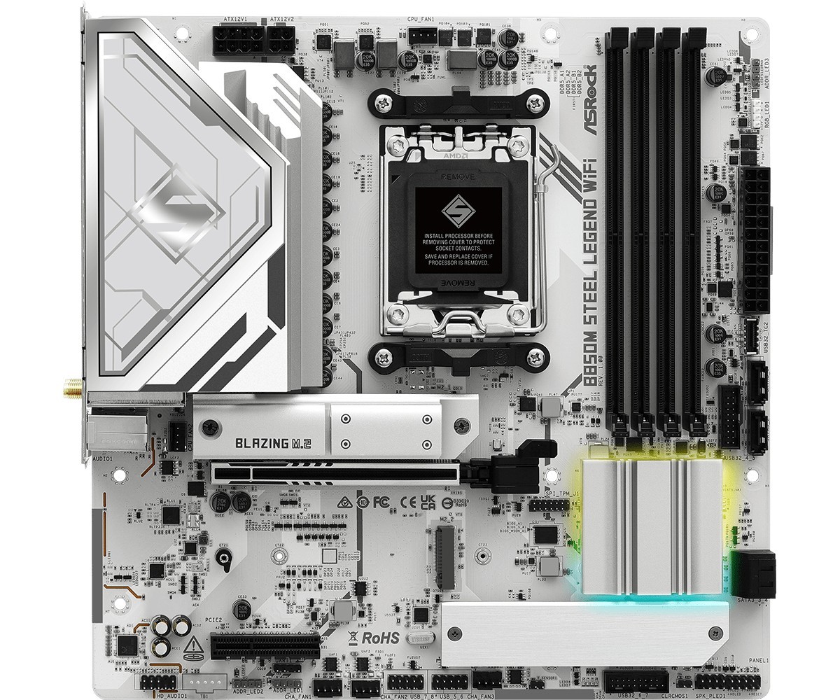 ASRock Płyta główna B850M STEEL LEGEND WIFI AM5 4DDR5 HDMI/DP mATX